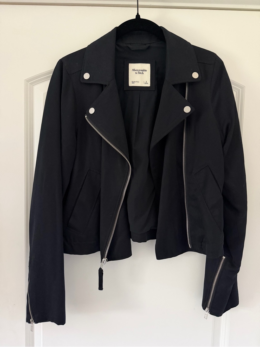 Vintage Abercrombie & Fitch Black Asymmetrical Zip Moto Jacket
